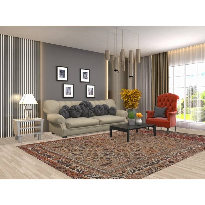 Garden Design Bakhtiari Persian Vintage Rug Hand-Knotted Wool Carpet - 6'10"x 10'8"
