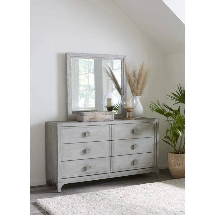 Boho Chic Six-Drawer Dresser in Washed White (2024)