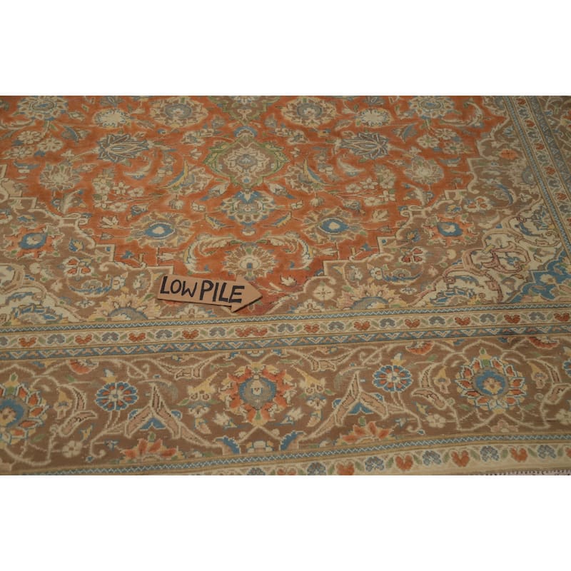 Hand Knotted Oriental 100% Wool Carpet Traditional Floral Oranges & Rust Tabriz Area Rug - 10' 3'' X 7' 8''