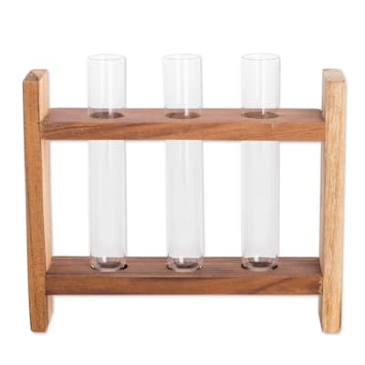 Novica Handmade Home Delight Teak And Glass Vase