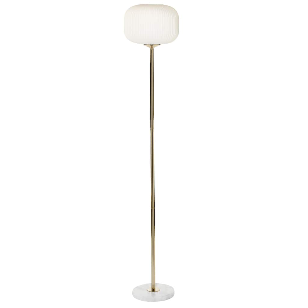 Metal Room Floor Lamp with Round Ribbed Shade - White - CosmoLiving by Cosmopolitan