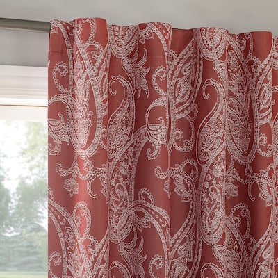 Sun Zero Pedra Paisley Embroidery Total Blackout Back Tab 1-Piece Curtain Panel, Single Panel