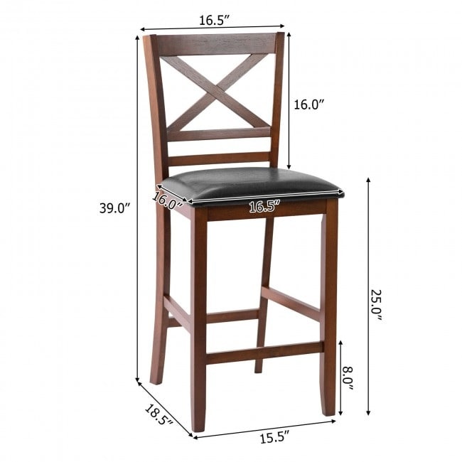 Set of 2 Bar Stools 25 Inch Counter Height Chairs with PU Leather