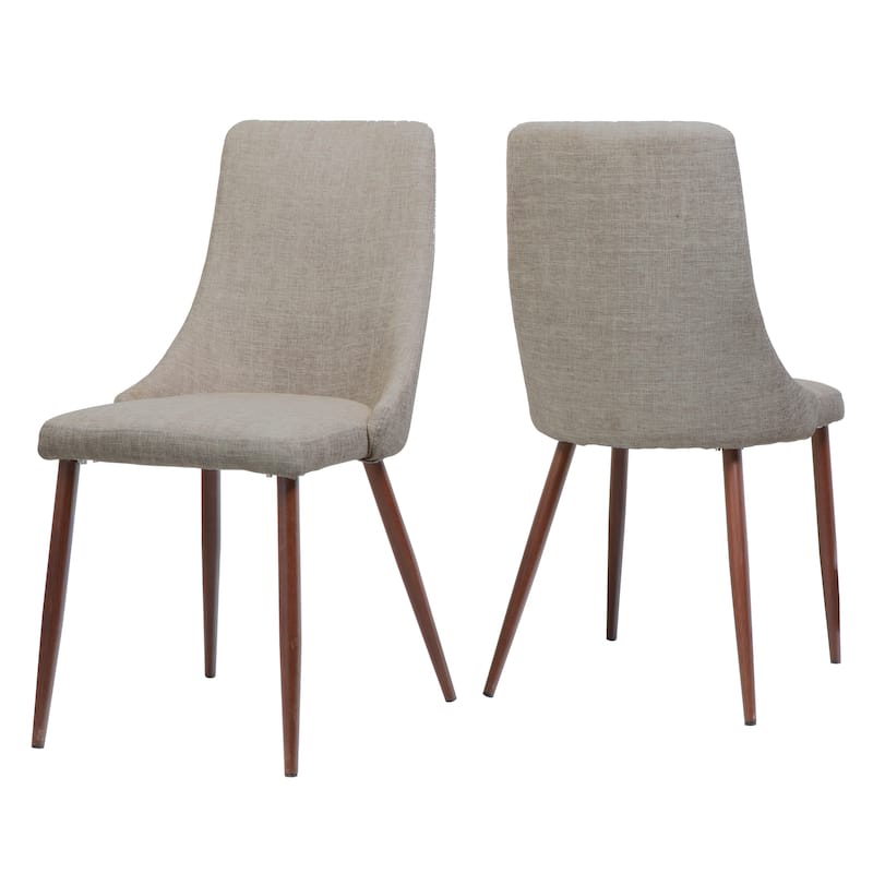 Mid Century Modern Fabric Armless Dining Chairs Set of 2 - Wheat