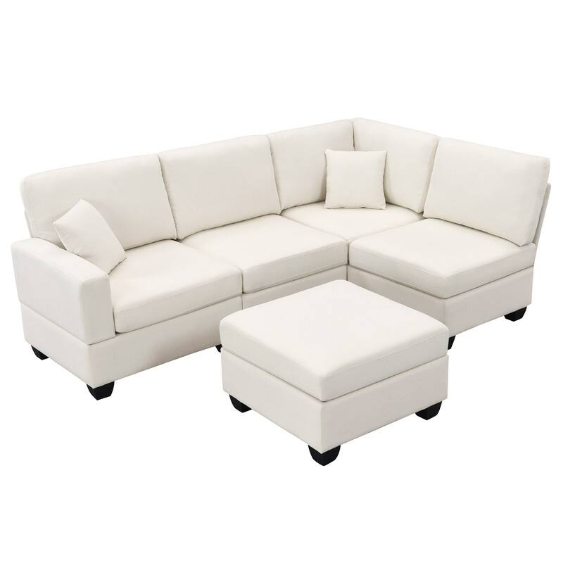 Modular Sectional Sofa 5Seat Couch, LShape Linen Corner Sofa Set