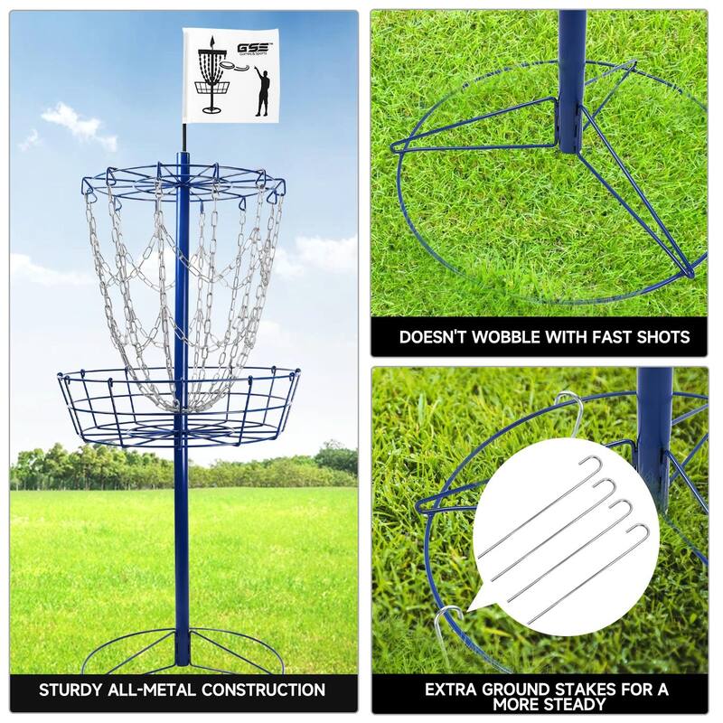 GSE™ Portable 12-Chain Disc Golf Targets Basket, Disc Golf Practice Goal Baskets