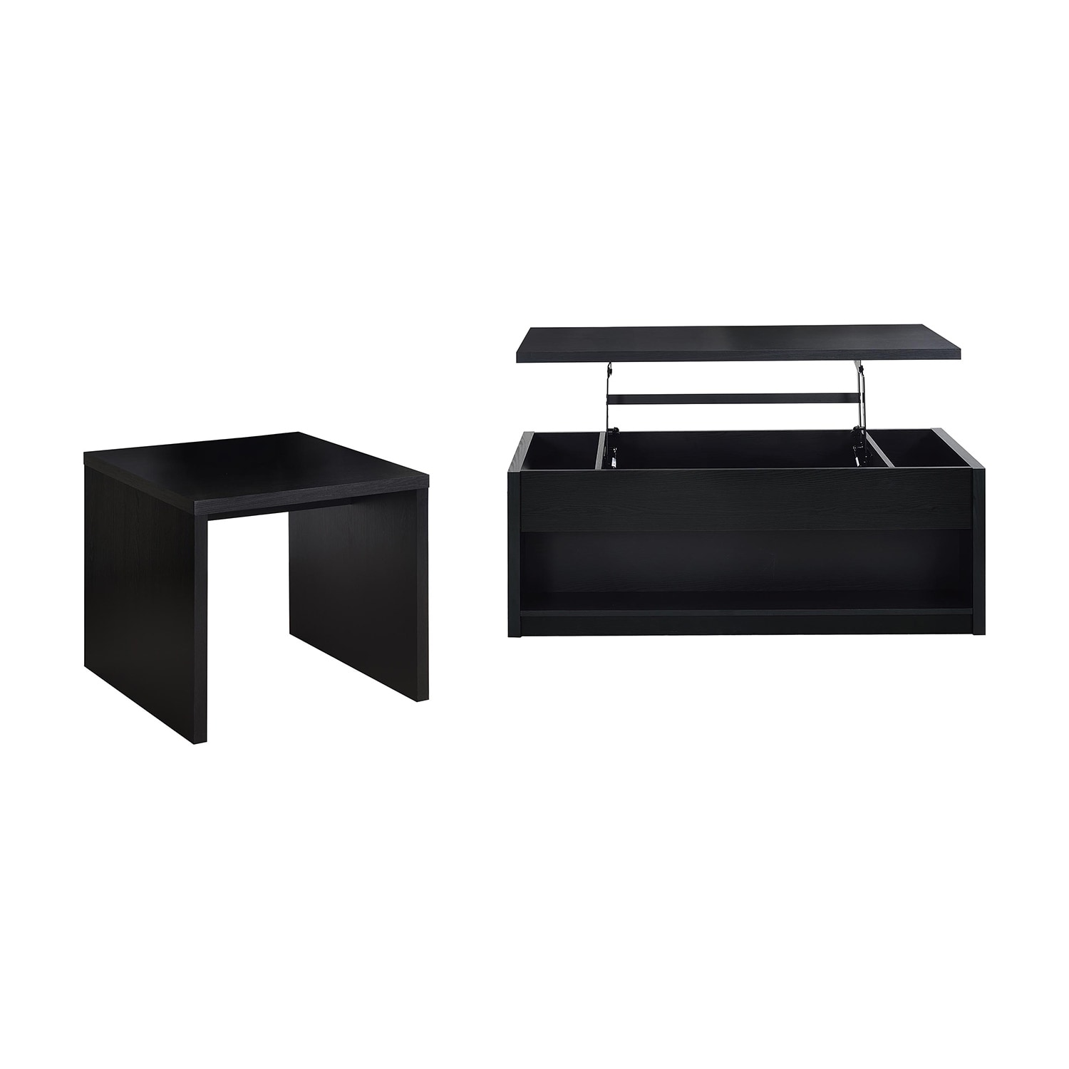 Lift Top Wooden Coffee and End Set in Black