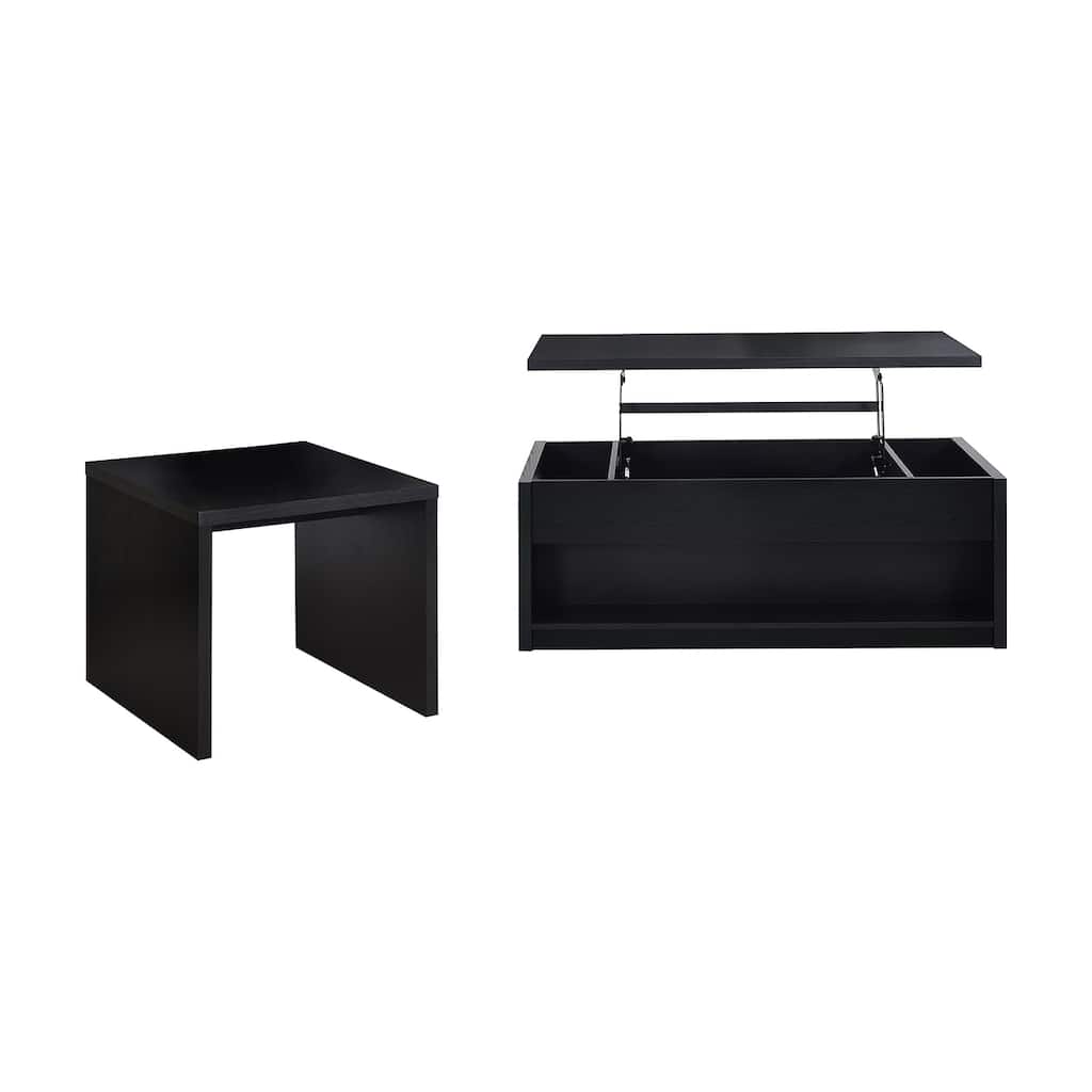 Lift Top Wooden Coffee and End Set in Black