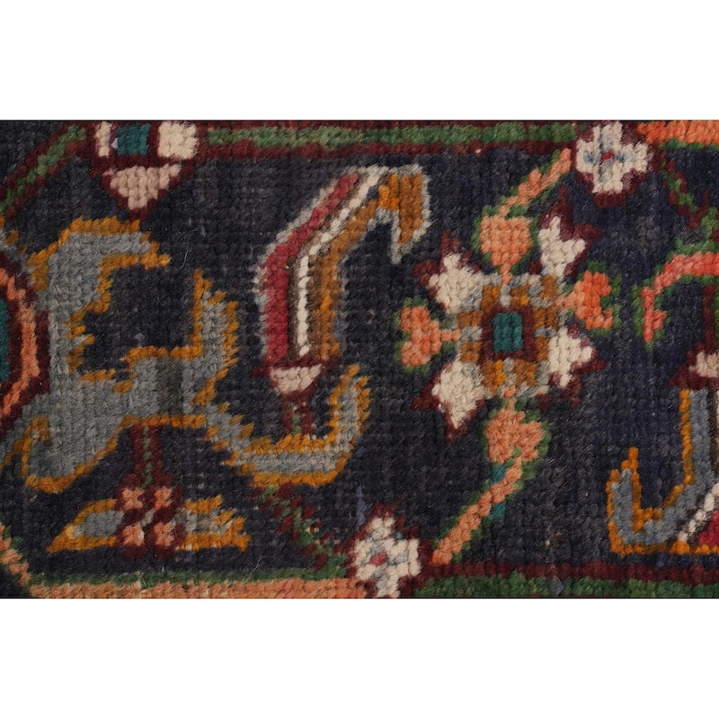 Hand Knotted Oriental 100% Wool Carpet Traditional Floral Red Heriz Area Rug - 11' 1'' X 7' 11''