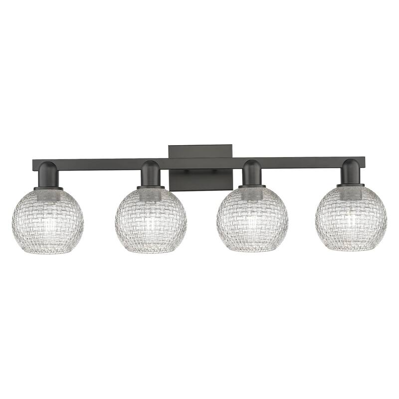Innovations Lighting 716-4W-10-33 Athens Vanity Athens 4 Light 33" - Matte Black / Clear Basketweave