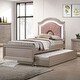 preview thumbnail 7 of 12, Ving Glam Wood LED Light Youth Panel Bed with Trundle by Furniture of America Rose Gold - Full