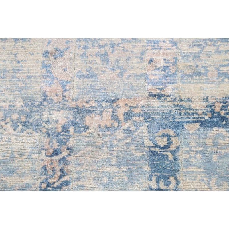 Modern Area Rug Hand-Knotted Abstract Wool Carpet - 4'0"x 5'9"