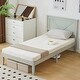preview thumbnail 40 of 45, Twin Size Solid Wood Platform Bed Frame With Headboard White