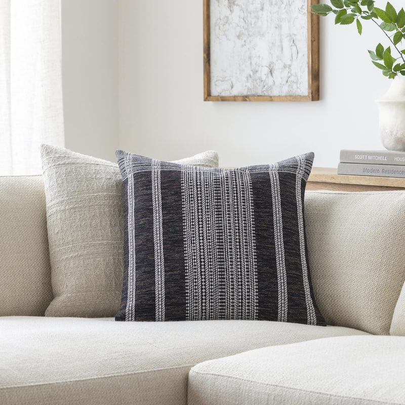 Becki Owens x Livabliss Modern Myrna Accent Pillow Cover only - 18"L x 18"W - Polyester - Black