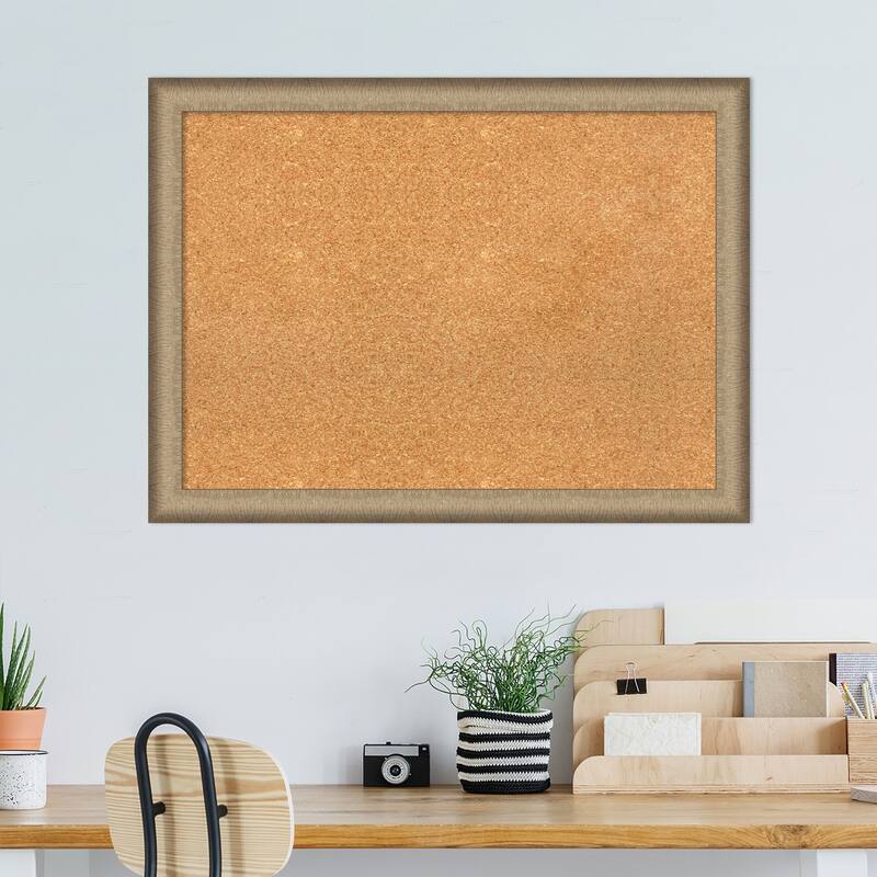 Elegant Brushed Narrow Framed Natural Corkboard Bulletin Board