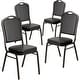 preview thumbnail 12 of 25, 4 Pack Crown Back Stacking Banquet Chair Black Vinyl/Gold Vein Frame