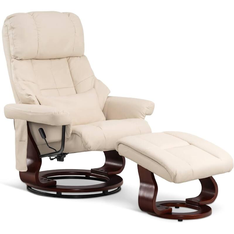 MCombo Recliner Chair with Ottoman Vibration Massag Faux Leather 9068