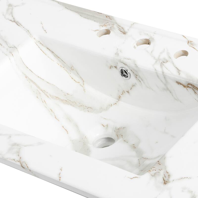 Aubert 3-Hole Classic Contemporary Rectangular Ceramic Single Sink Basin Vanity Top, by JONATHAN Y