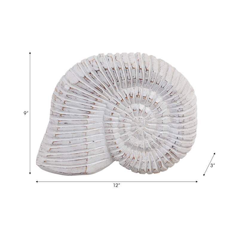 Handcrafted Wooden Nautical Shell Figurine Coastal-Inspired Details