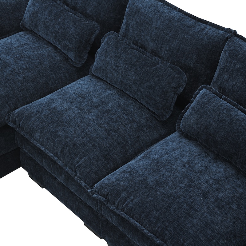 Modern Modular U-shaped Sectional Sofa, Chenille Cloud Couch Set