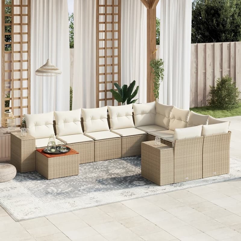 vidaXL Garden Sofa Set Black - Beige and cream Large  - form3