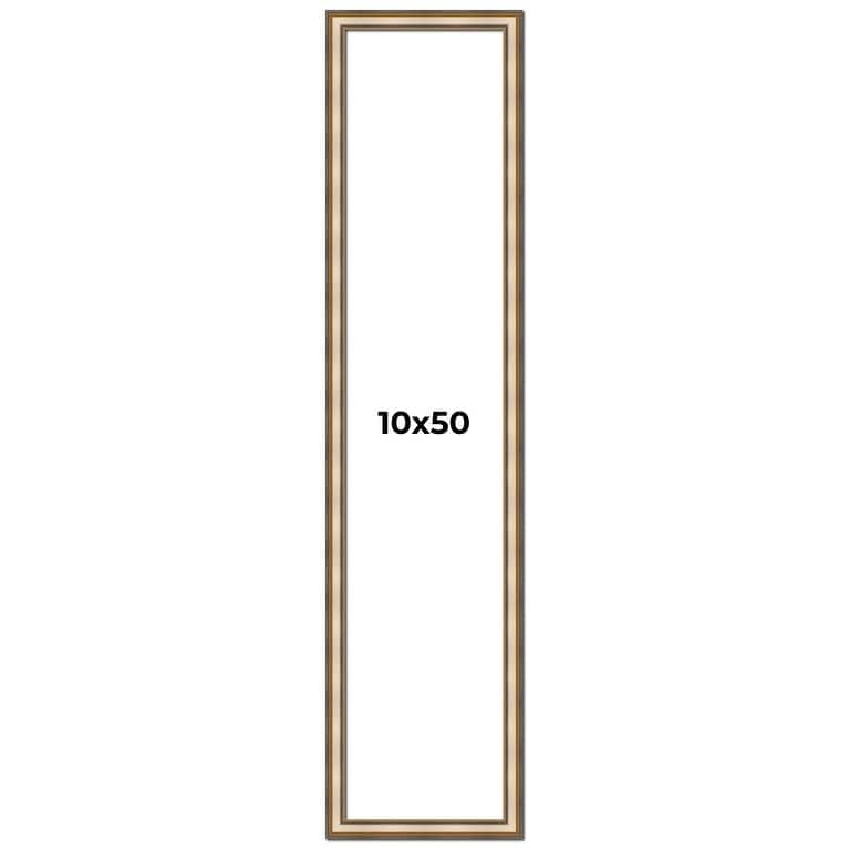 10x50 Frame Gold Solid Wood Shadow Box Width 1.5 Inches | Interior Frame Depth 2 3/8 Inches
