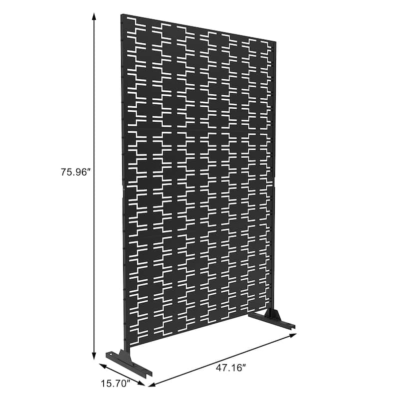 Outdoor Privacy Screen with Stand for Patio Garden Metal Fence