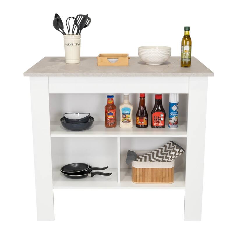 FM Furniture Brooklyn Kitchen Island with Open Storage
