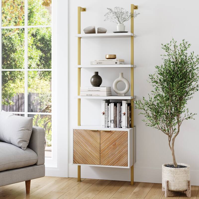 Nathan James Theo Open Shelf Industrial Bookcase with Drawers or Cabinets