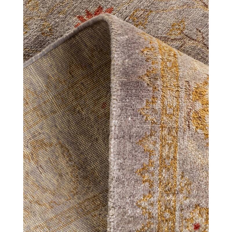 Overton Hand Knotted Wool Vintage Inspired Modern Contemporary Overdyed Gray Runner Rug - 2' 8" x 12' 0"