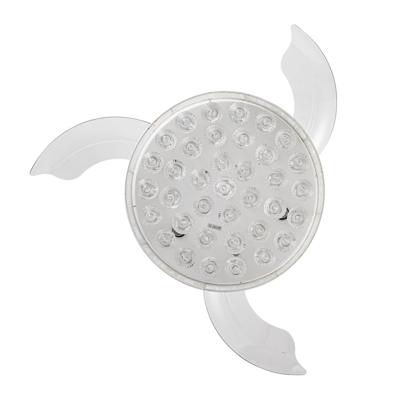 36" Modern White Crystal Retractable Ceiling Fan with Light Kit and Remote - 36" W x 36" D x 22" H