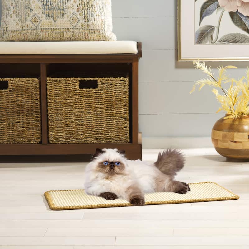 SAFAVIEH Home Sisal Small Boucle Weave Cat Scratch Mat - Beige - 10" W x 24"L