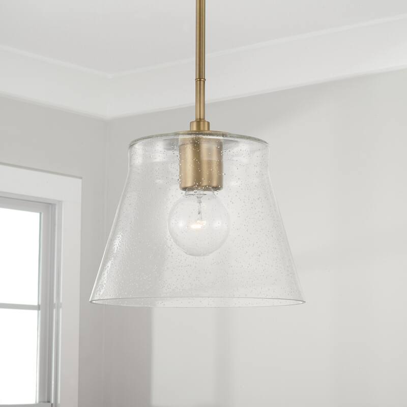 Baker 1-light Small Pendant/ Semi-Flush Mount w/ Clear Seeded Glass