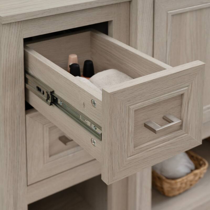 Linon Blakely Vanity with Mirror and Dual 12-inch Side Cabinets