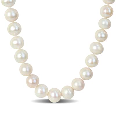 Miadora 9-11mm Cultured Freshwater Edison Pearl Necklace Ball Clasp in Silvertone - 18 in