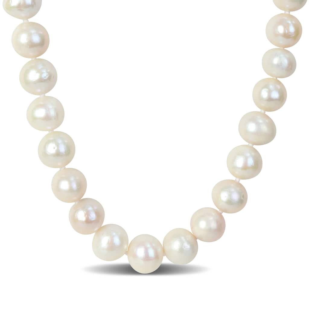 Miadora 9-11mm Cultured Freshwater Edison Pearl Necklace Ball Clasp in Silvertone - 18 in