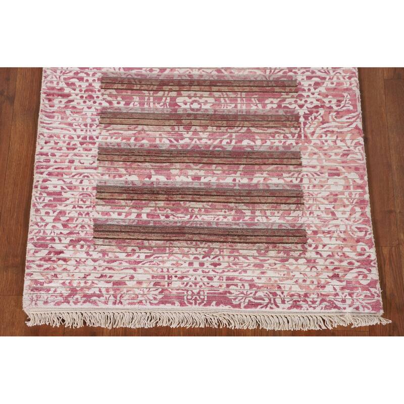 Striped Modern Abstract Oriental Accent Rug Handmade Wool Carpet - 2'7"x 4'10"