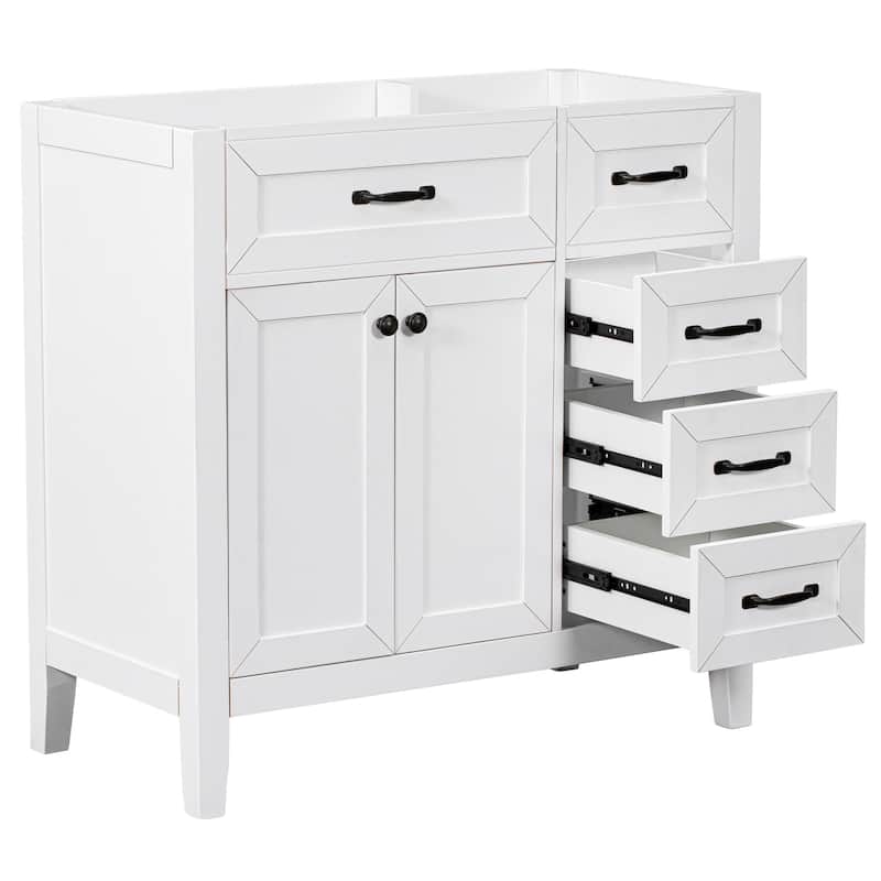 Roomfitters 36" Bathroom Vanity without Sink, Cabinet Base Only, Bathroom Cabinet with Drawers, Solid Frame and MDF Board - White