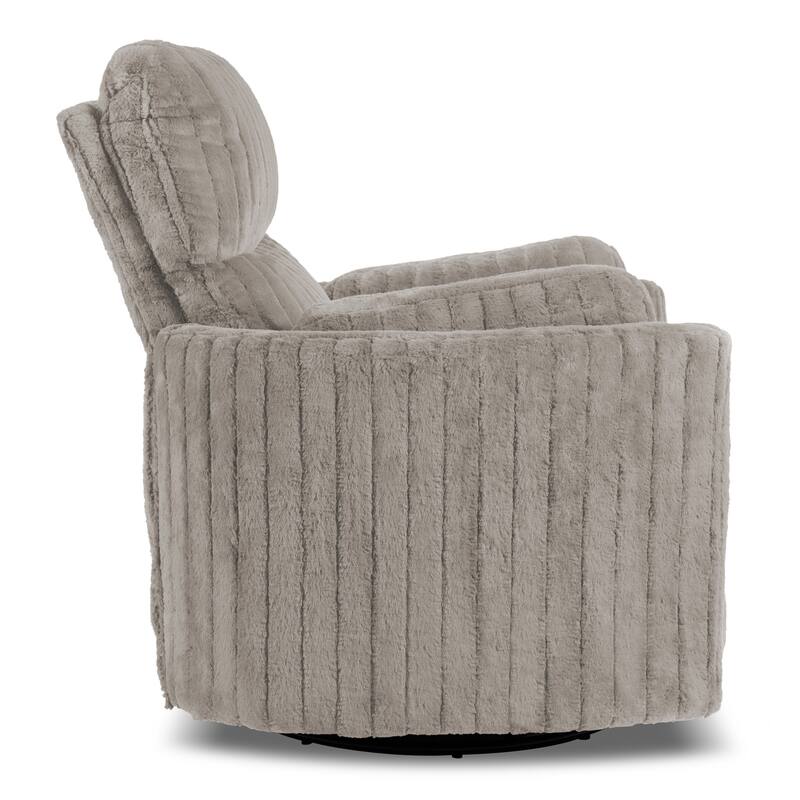 Furniture of America Jorvien Modern Chenille Power Swivel Glider Recliner with Pillows