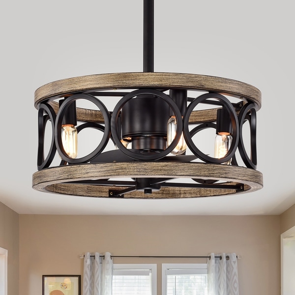 Catrin Wood Grain Ceiling Fan 21-Inch 4 