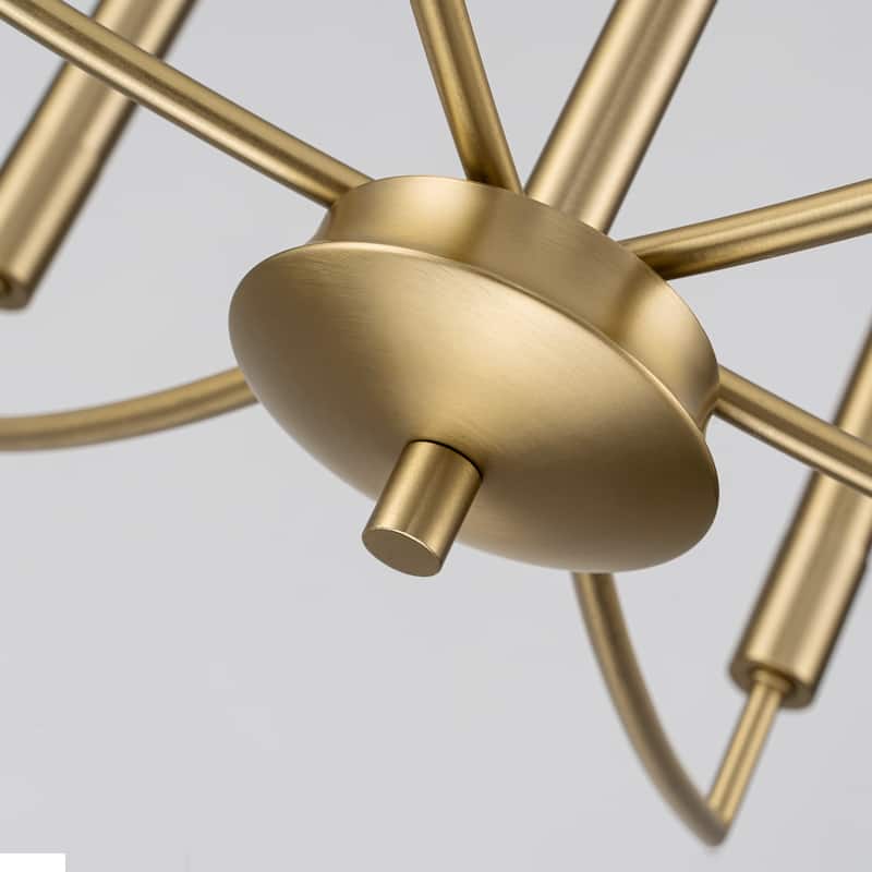 Mid-century Modern 6-Light Gold Candelabra Chandelier for Living/ Dining Room