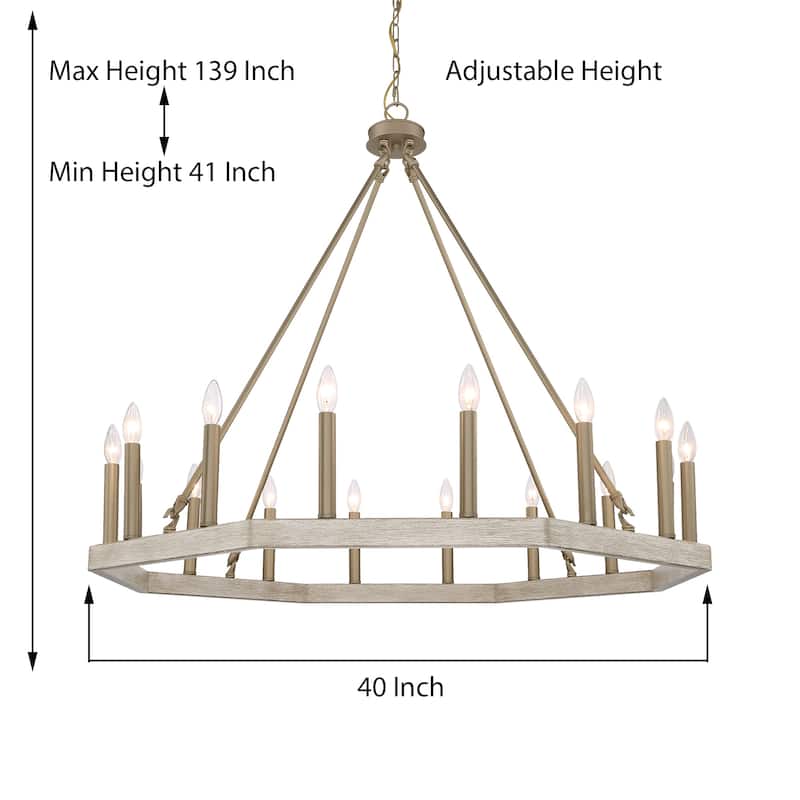 Acroma 16-light 40In Farmhouse Geometric Chandelier Candle Lighting - D 40'' * H 139''