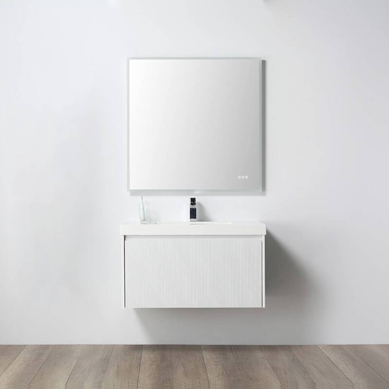 Floating Bathroom Vanity with Sink, Wall Mounted Vanity - 36" - MatteWhite