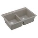 preview thumbnail 39 of 74, Karran 33" Top Mount Double Equal Bowl Quartz Kitchen Sink Kit - 33" x 22" x 9"