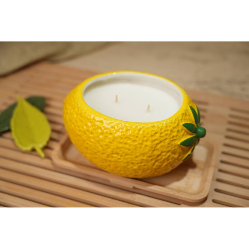 6.38in Ceramic Lemon Candle (16.5oz) - Lemon