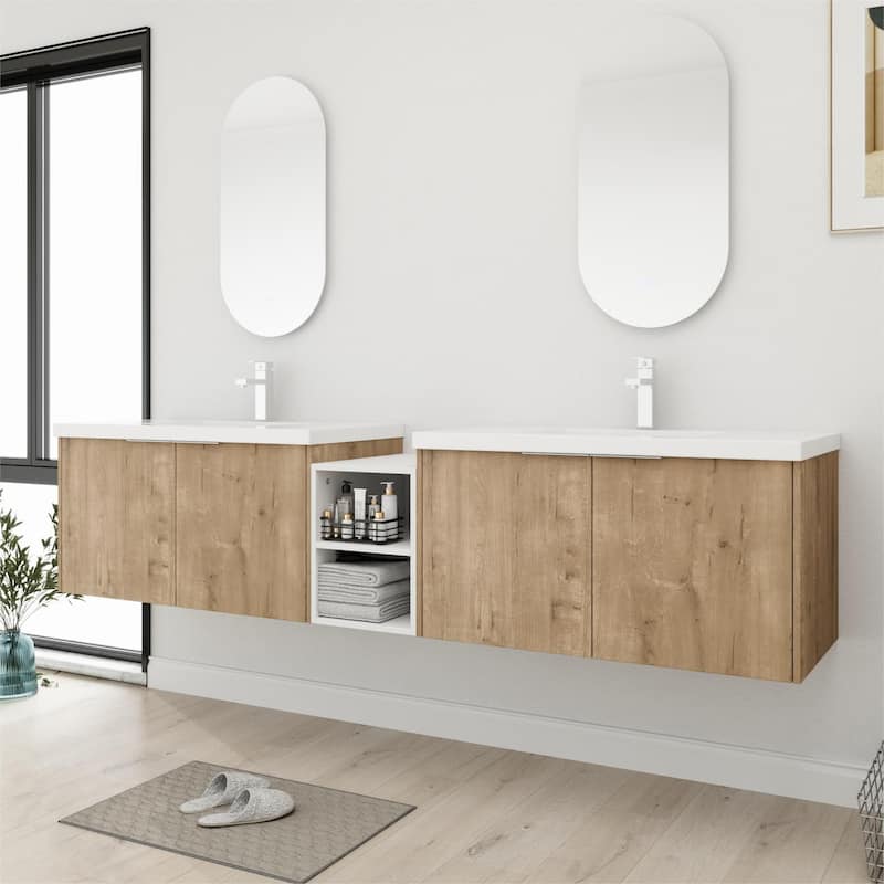 Bathroom Vanity With Sink In 24/36/48/60/72/84 Inch, Floating Bathroom Vanity With Soft Close Door and Shelf