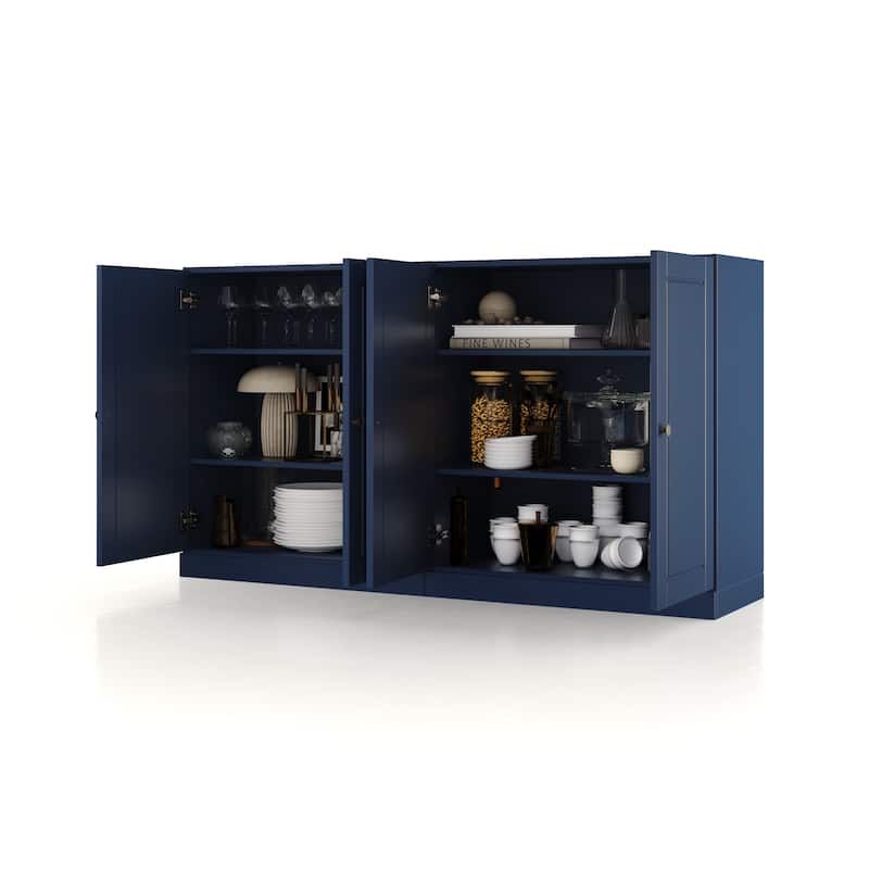 100% Solid Wood Sideboard with Glass or Solid Wood Doors by Palace Imports - 64" x 35.75"