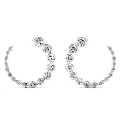 1 1/2Ct Graduated Diamond Circle Earrings Gold Journey Studs Lab Grown