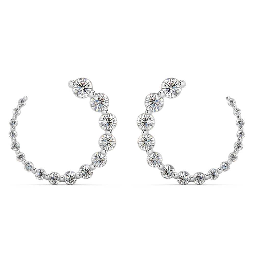 Bliss Diamond 1 1/2Ct Graduated Diamond Circle Earrings Gold Journey Studs Lab Grown