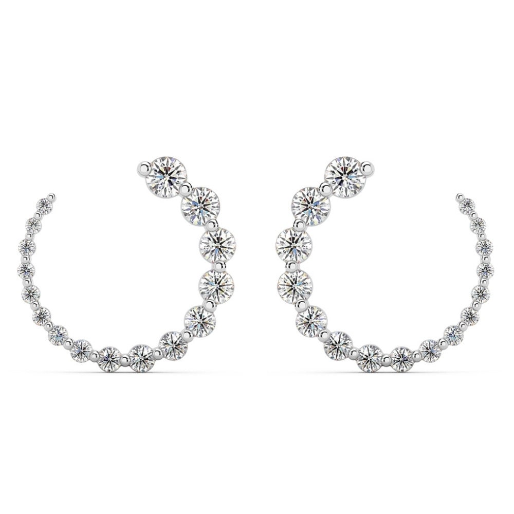Bliss Diamond 1 1/2Ct Graduated Diamond Circle Earrings Gold Journey Studs Lab Grown